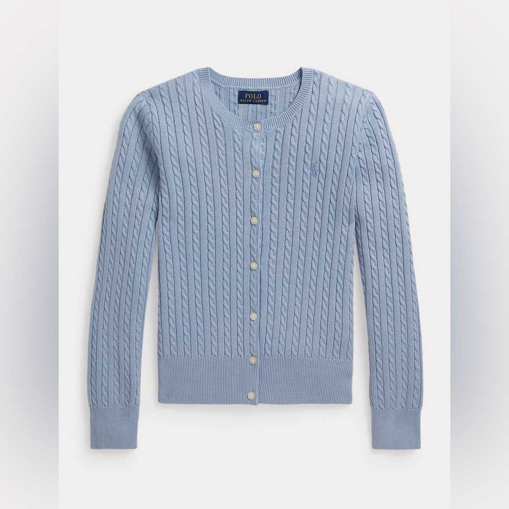 Polo by Ralph Lauren Women's Light Blue Cable-Knit Cardigan